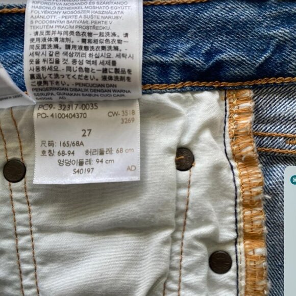 Levi's 501 Denim Shorts Distressed Classic Button Fly Shorts Size 27 - Picture 7 of 12